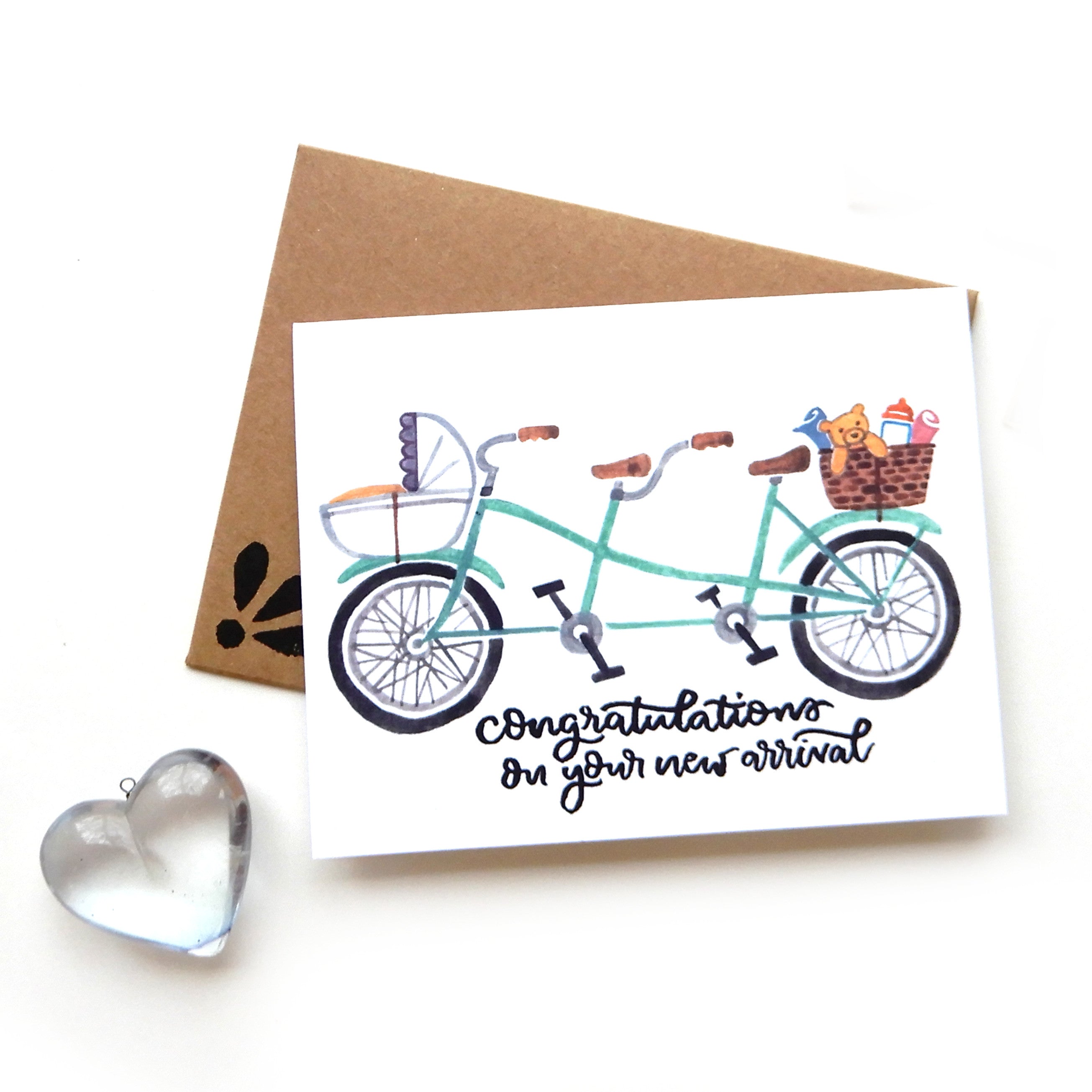 Congratulations New Baby Tandem Bicycle Card Sketchy Notions