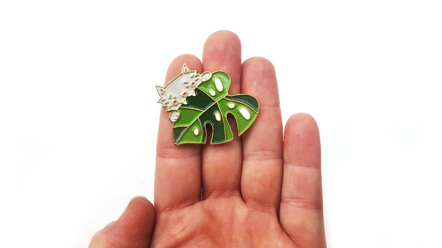 Cat Monstera Enamel Pin *SECONDS*