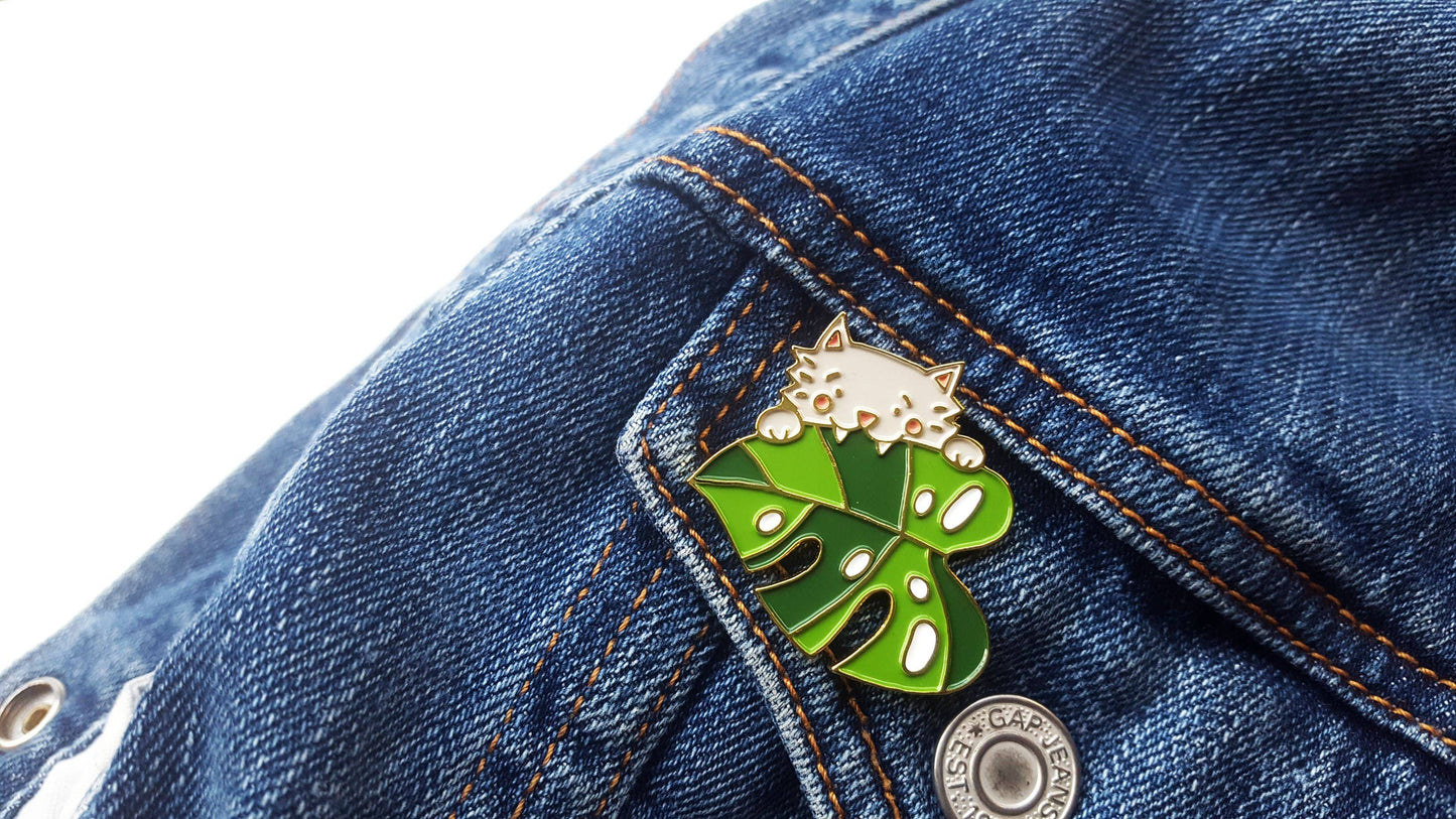 Cat Monstera Enamel Pin *SECONDS*