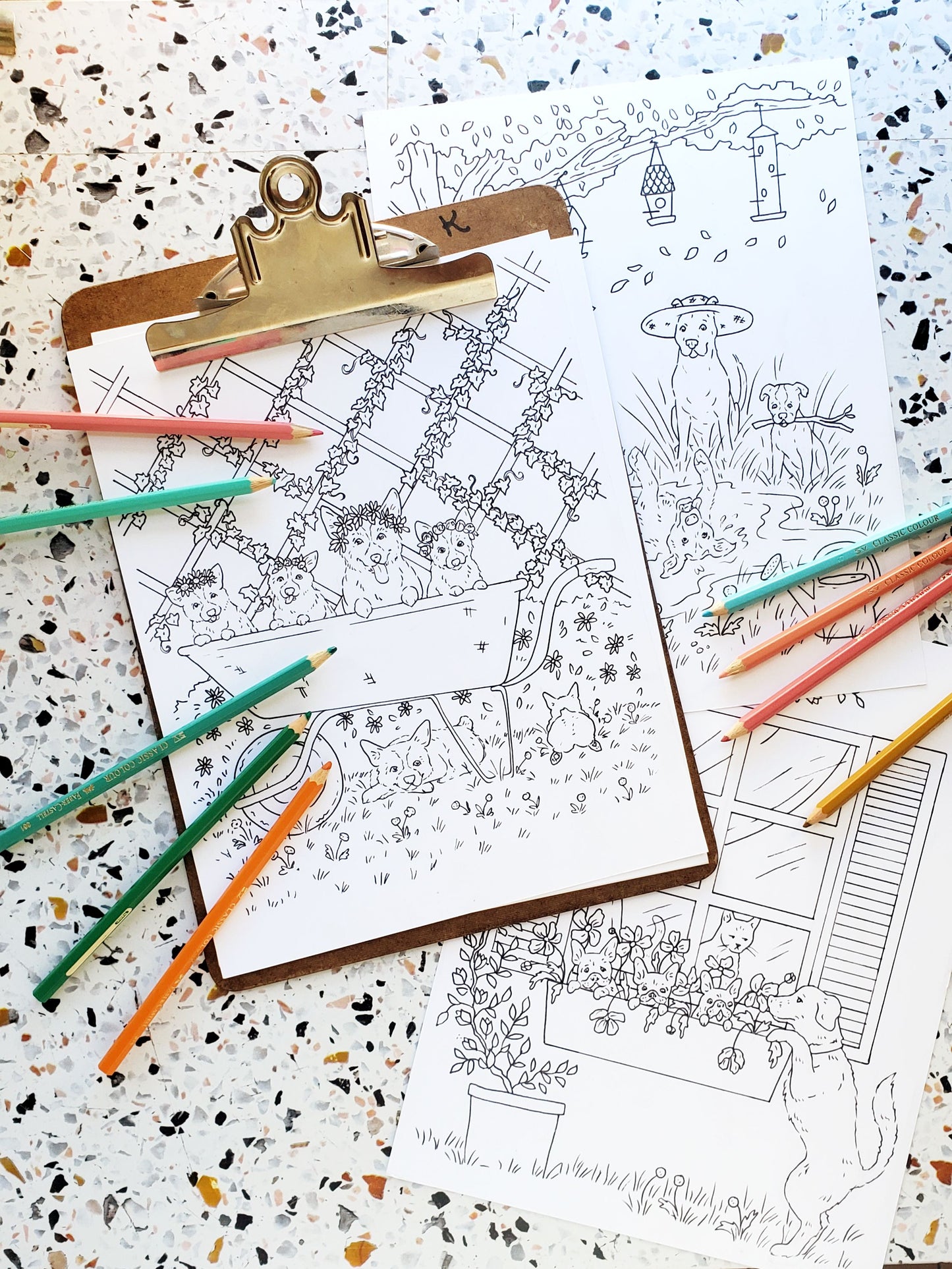 Spring Dogs Coloring Pages