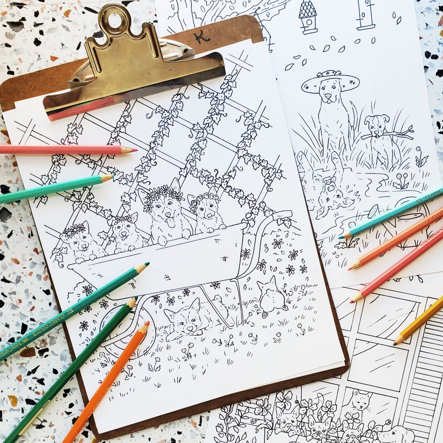 Spring Dogs Coloring Pages