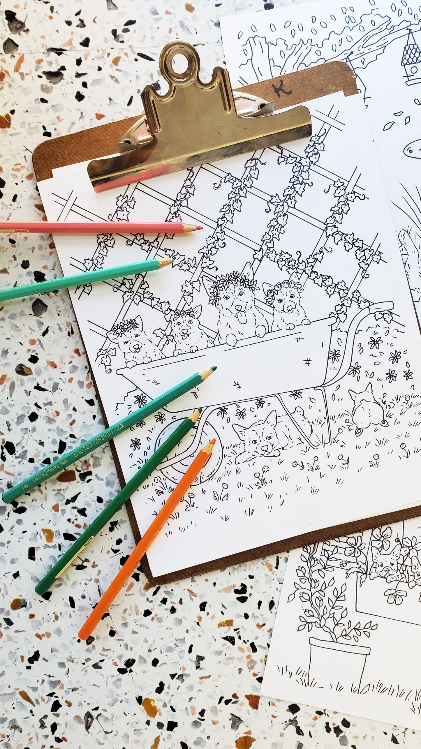 Spring Dogs Coloring Pages