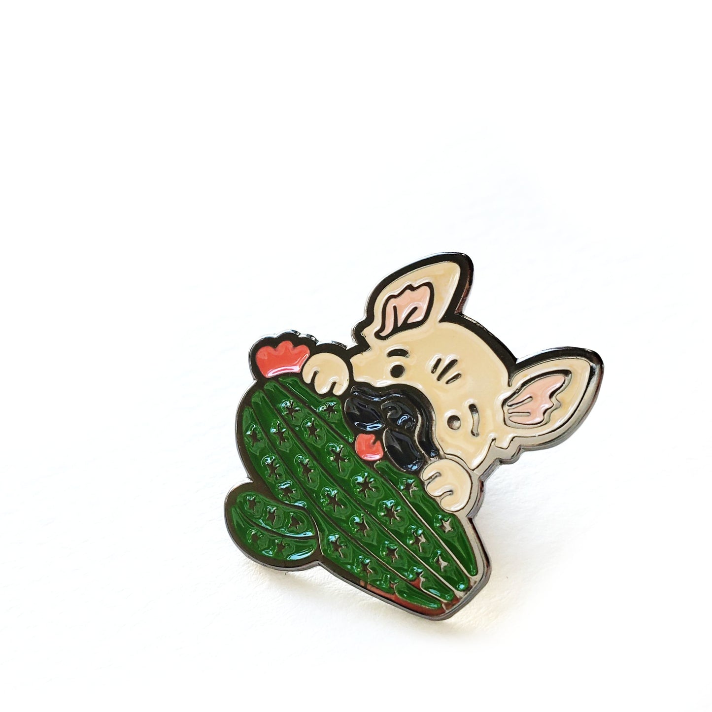 Frenchie Cactus Enamel Pin