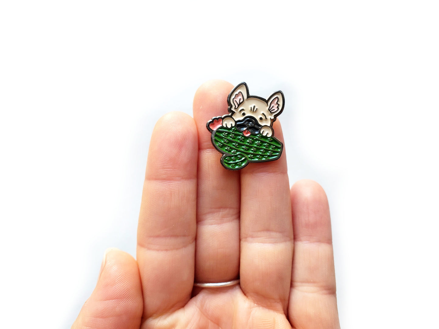 Frenchie Cactus Enamel Pin
