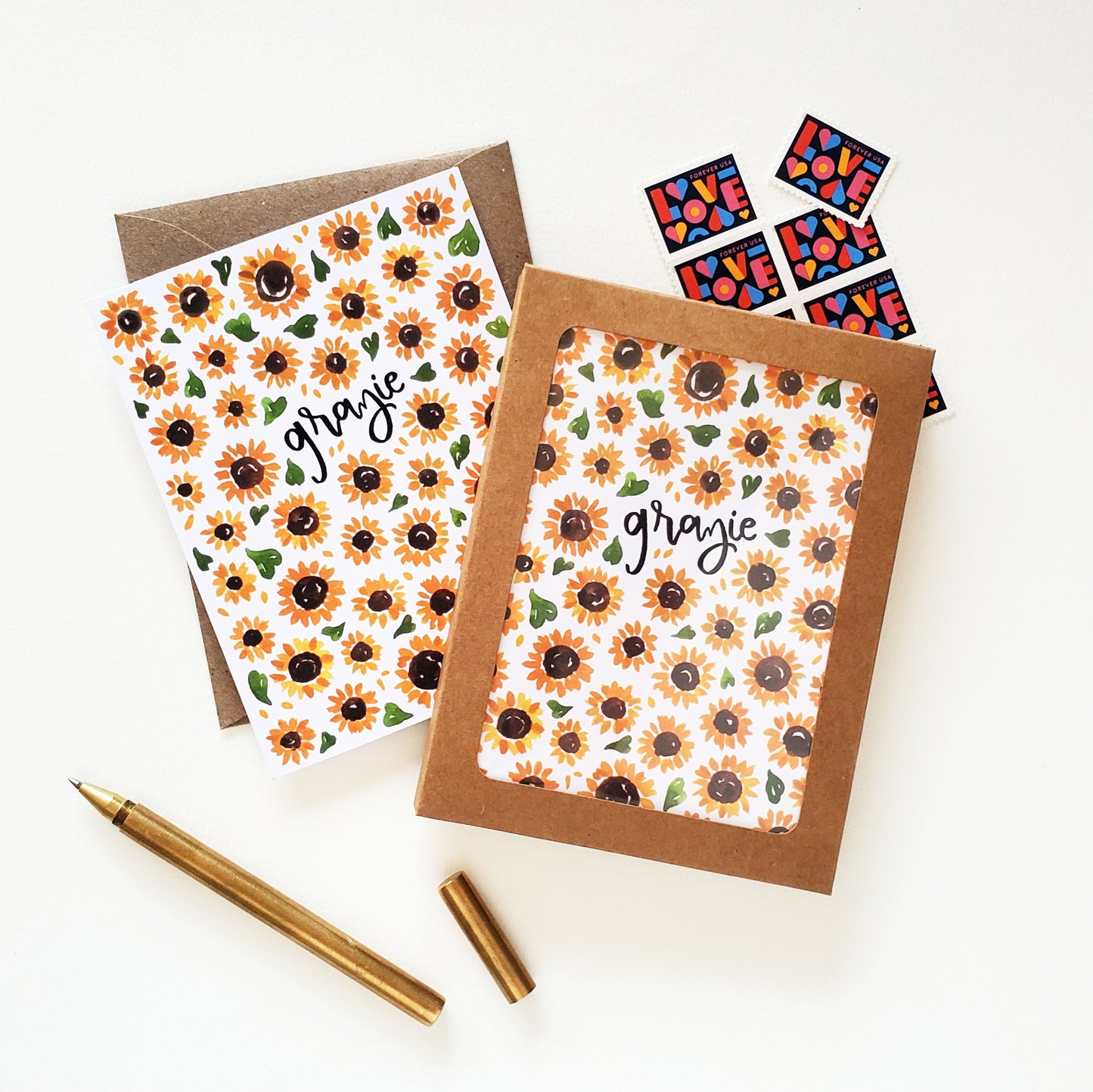 Grazie Sunflower Boxed Thank You Card Set