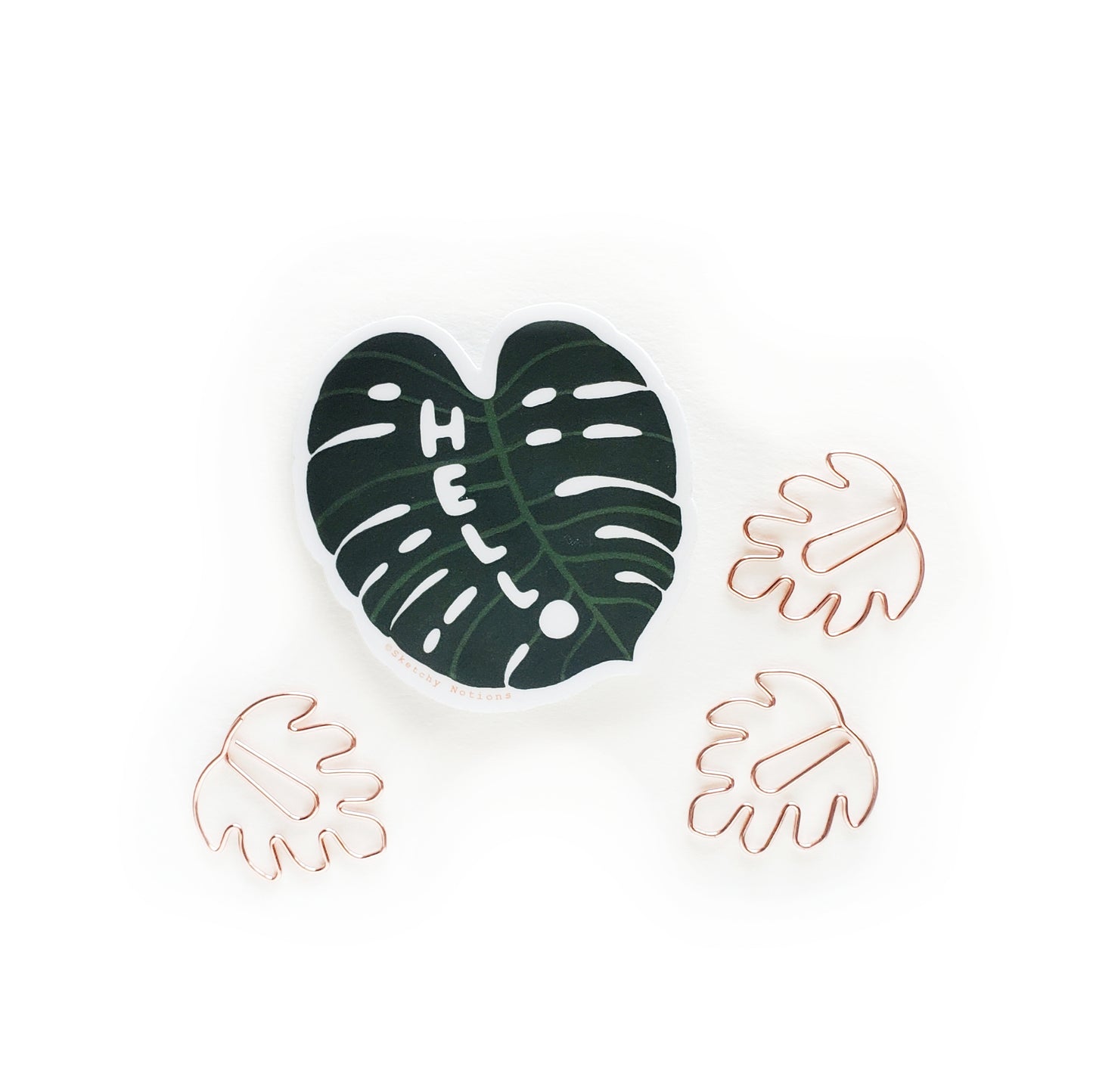 Hello Monstera Watercolor Sticker