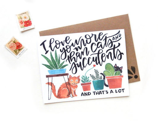 Cats and Succulents Love Valentine's Day Card