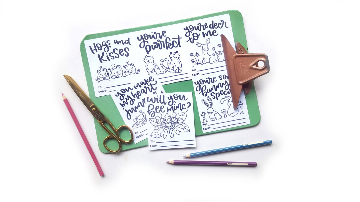 Printable Valentine's Day Coloring Animal Puns