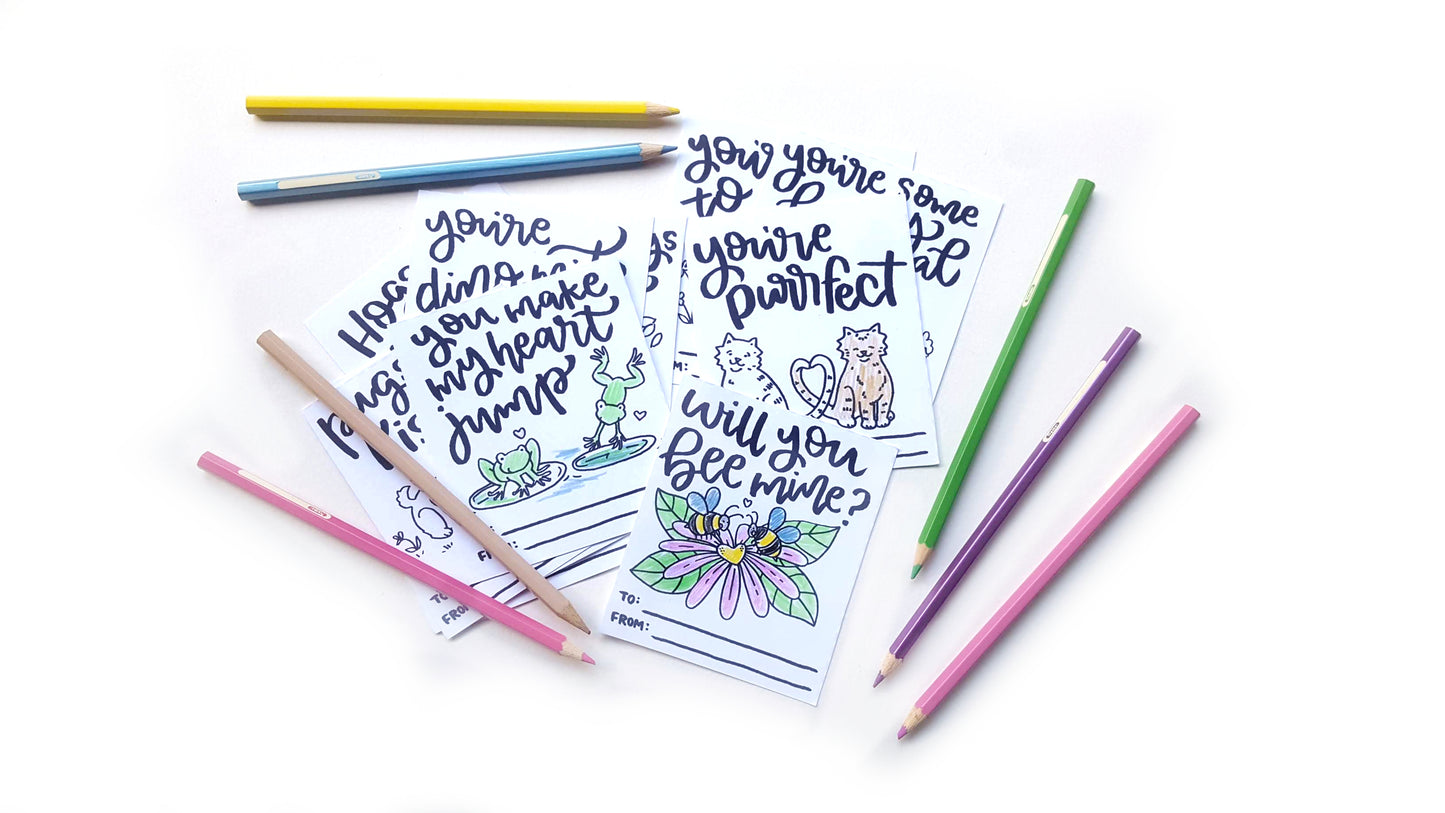 Printable Valentine's Day Coloring Animal Puns