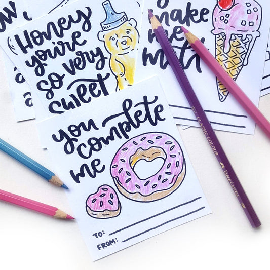 Printable Valentines Coloring Food Puns