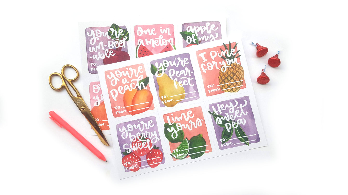 Printable Valentines Fruit Puns