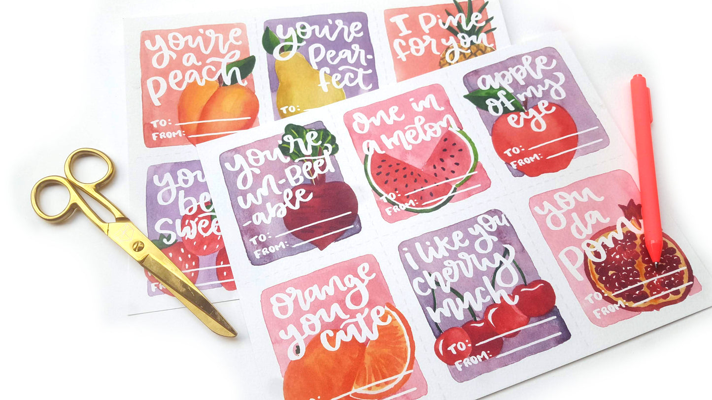 Printable Valentines Fruit Puns