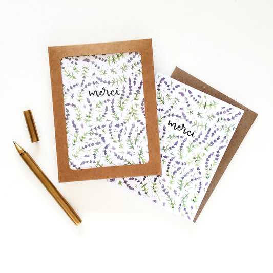 Merci Lavender Boxed Thank You Card Set