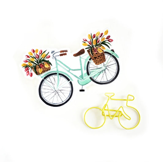 Mint Bicycle Sticker with Tulips
