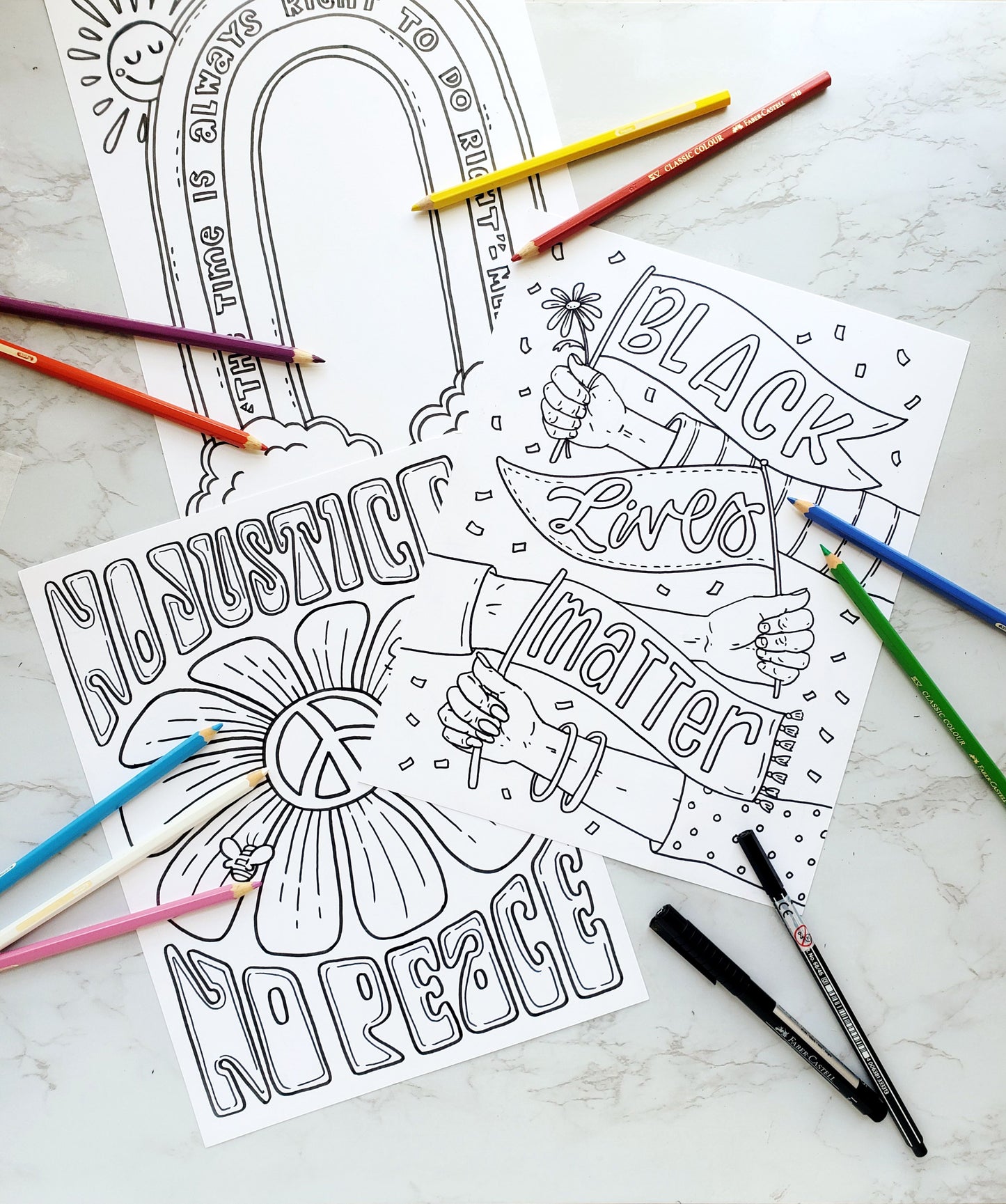 Black Lives Matter Coloring Page Protest Posters