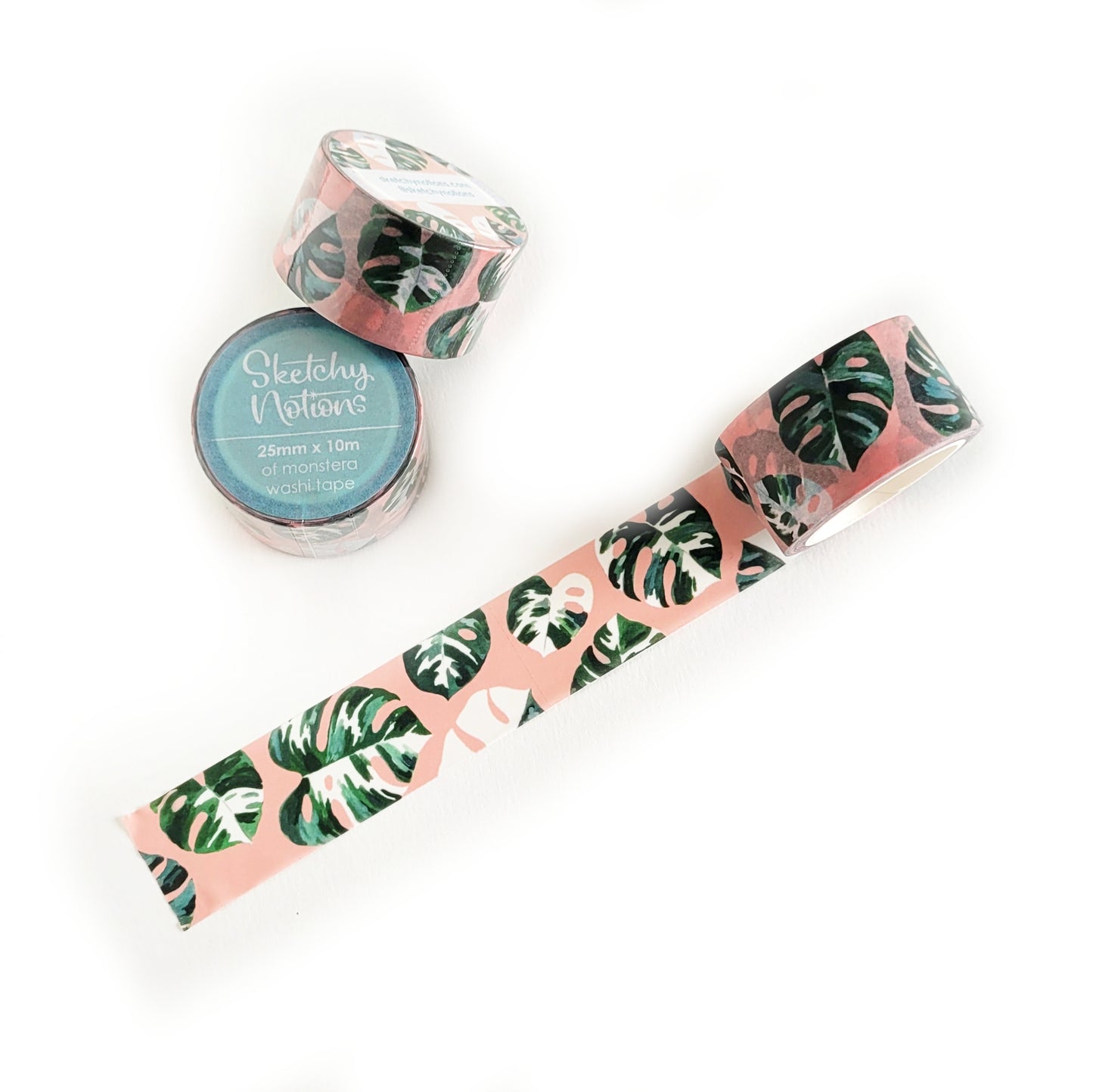 Pink Monstera Washi Tape - 25mm