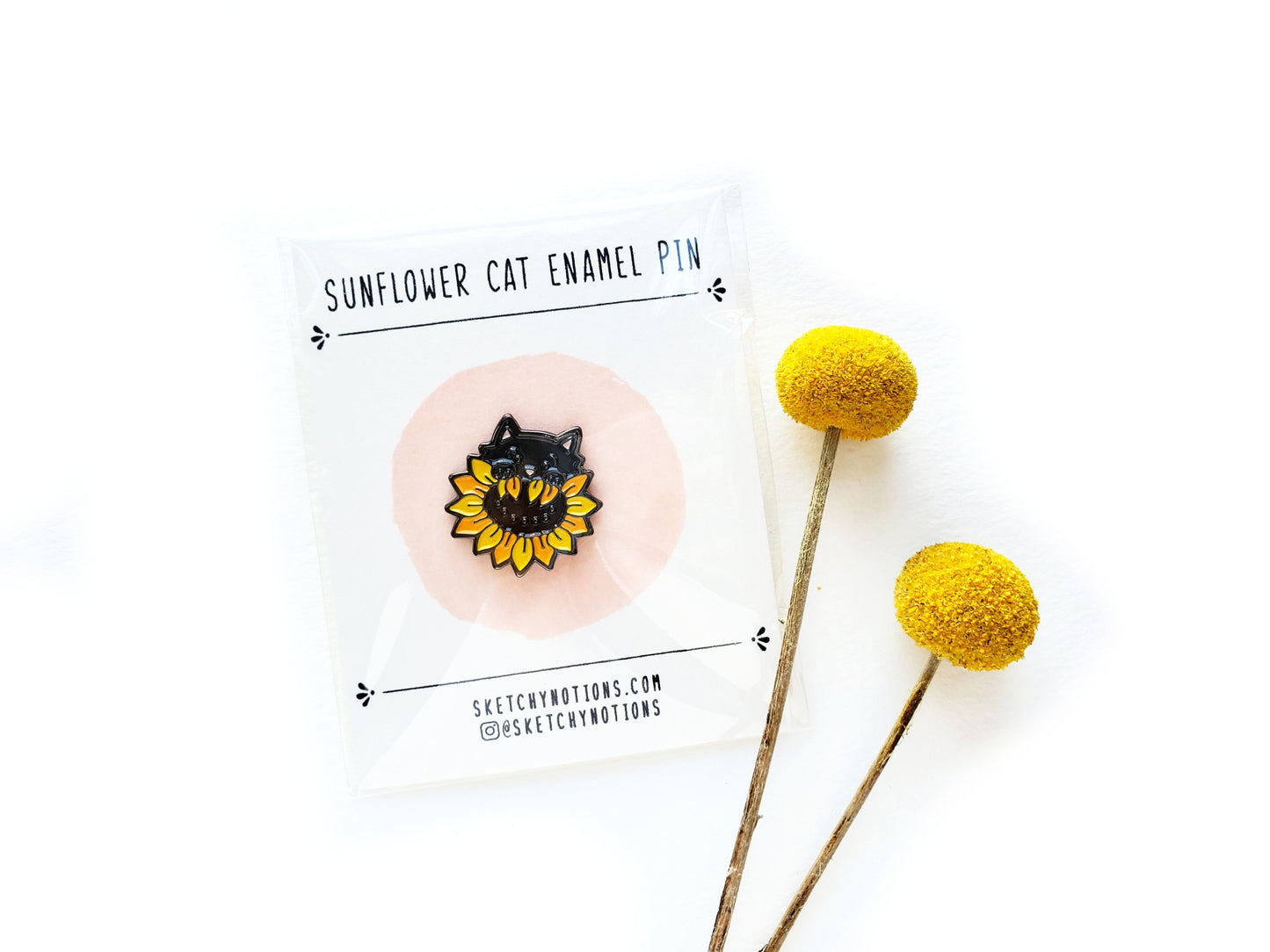 Sunflower Cat Enamel Pin