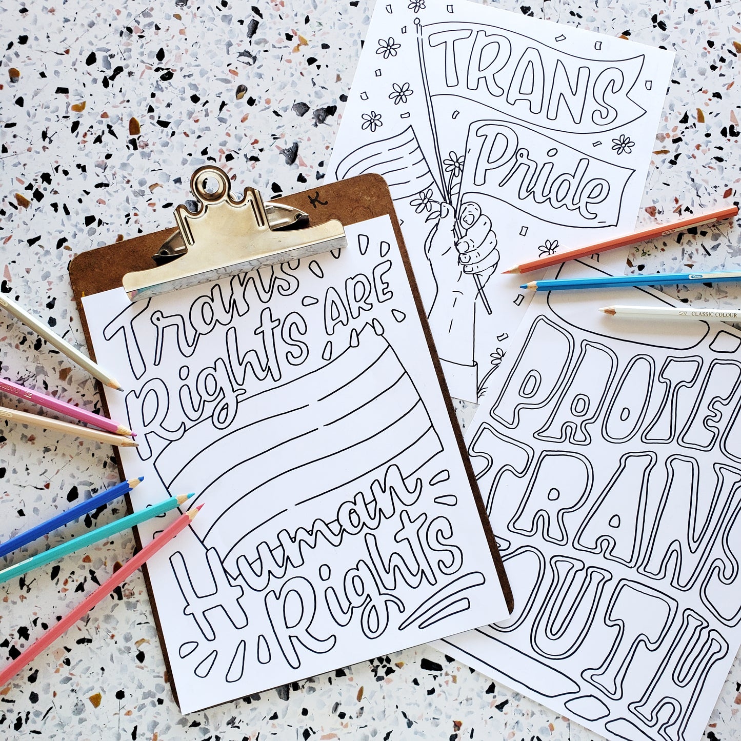 Trans Rights Protest Poster Coloring Pages - Trans Rights Fundraiser