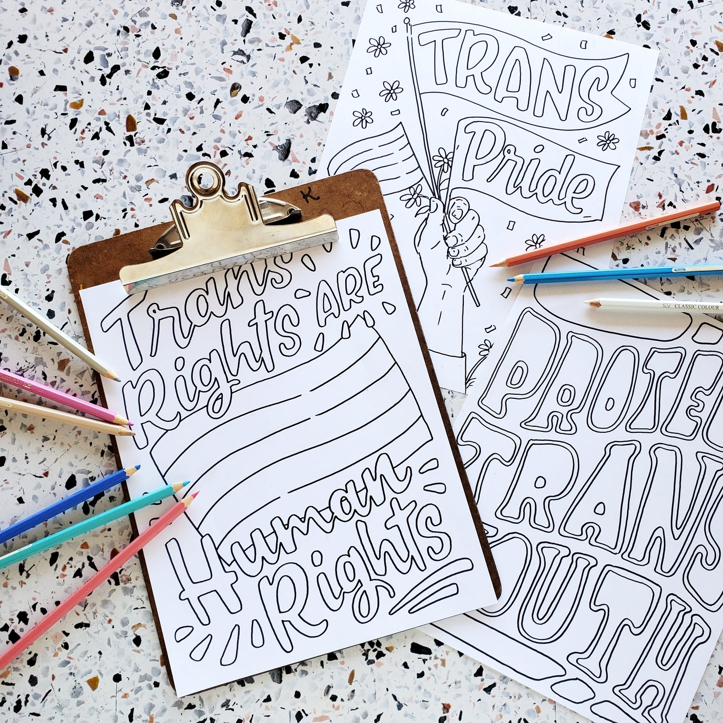 Trans Rights Protest Poster Coloring Pages - Trans Rights Fundraiser