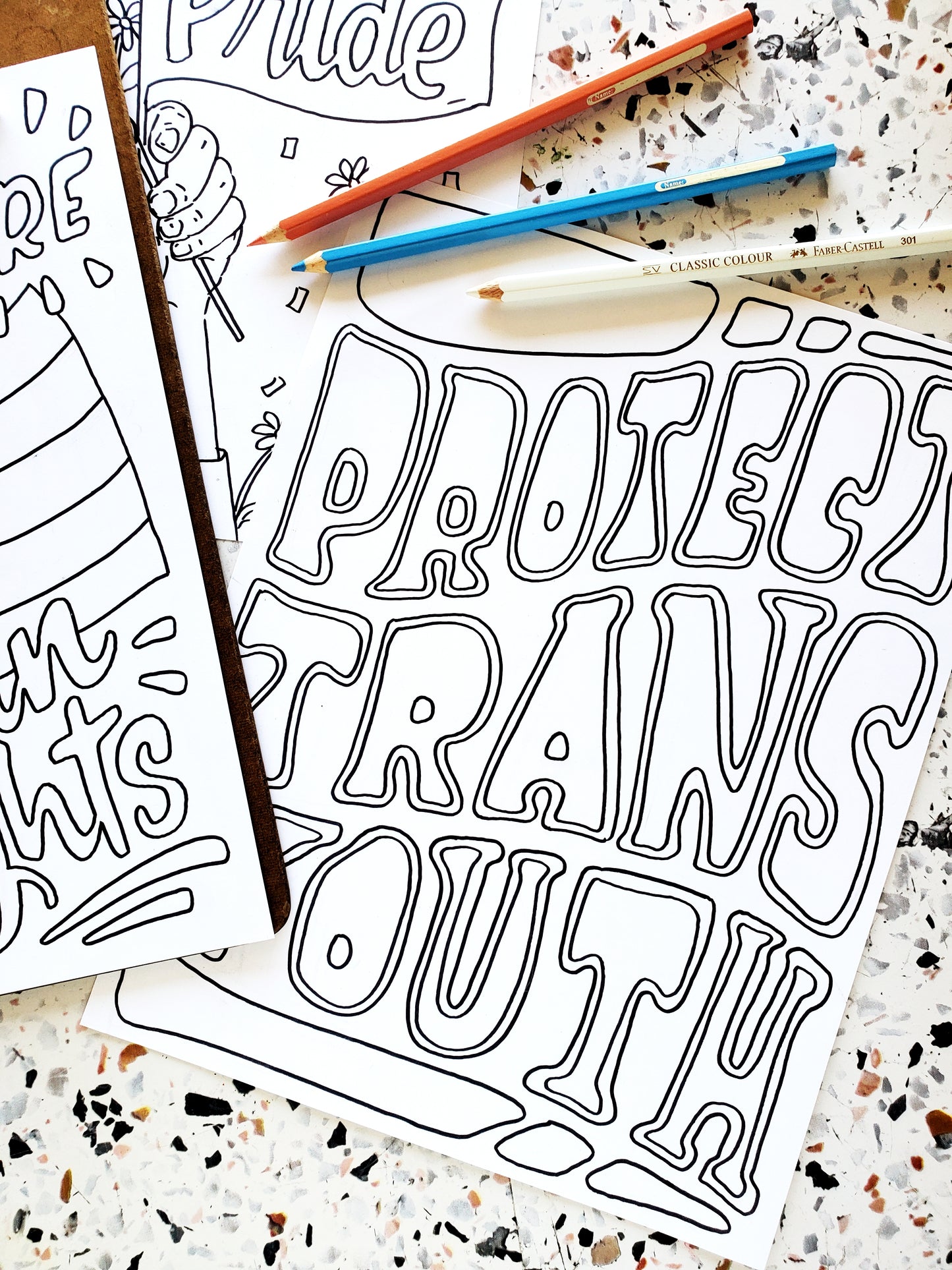 Trans Rights Protest Poster Coloring Pages - Trans Rights Fundraiser