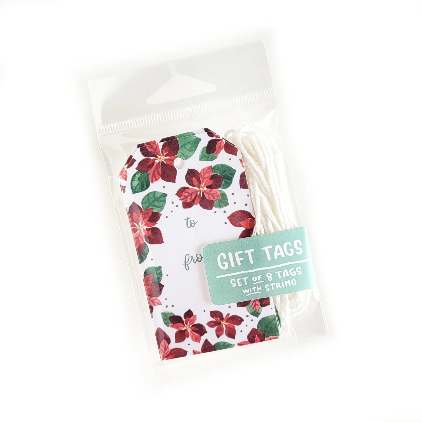 Watercolor Poinsettia Gift Tag Set