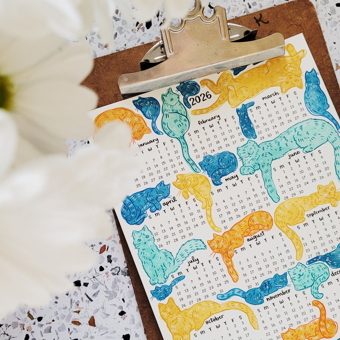 2026 Colorful Blob Cats Calendar Download