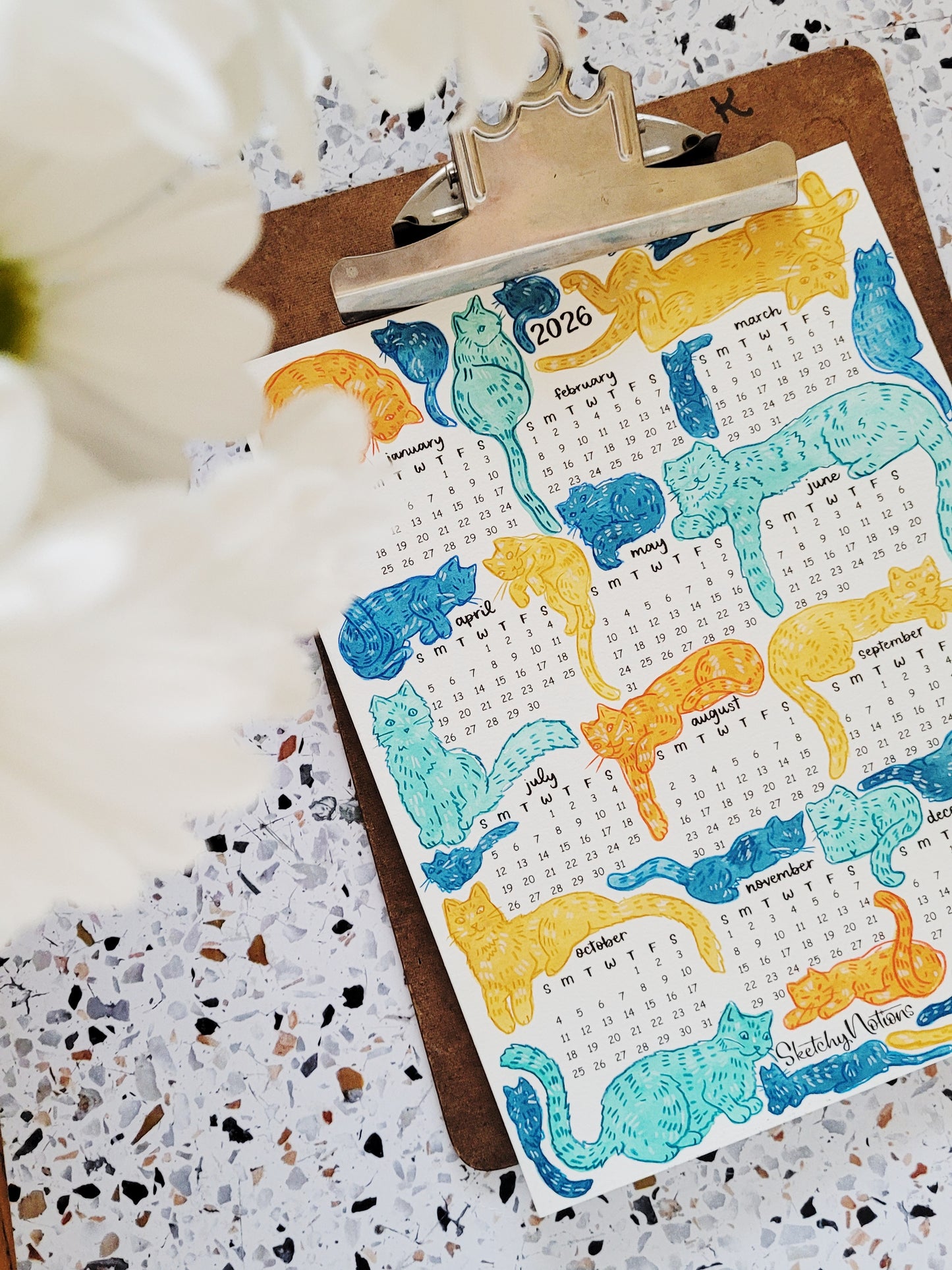 2026 Colorful Blob Cats Calendar Download