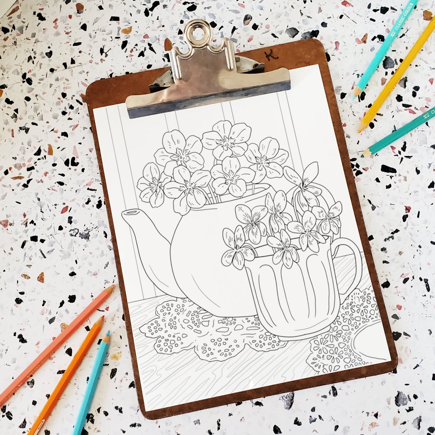 Violet + Primrose Coloring Page