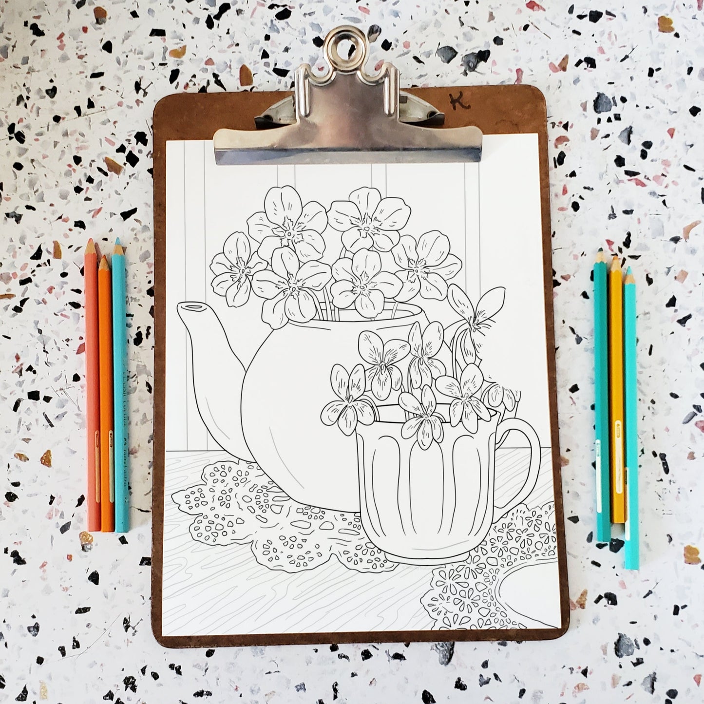 Violet + Primrose Coloring Page