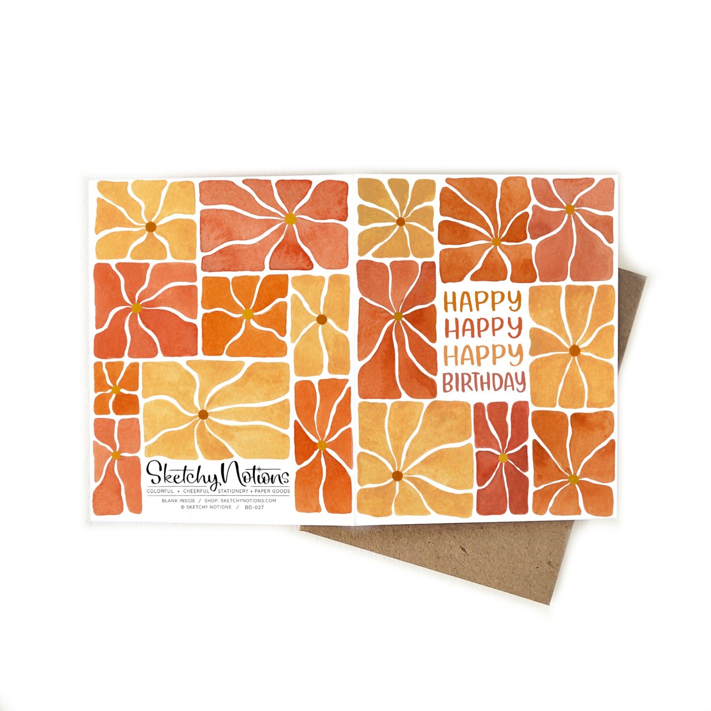Happy Happy Birthday Funky Flowers Card