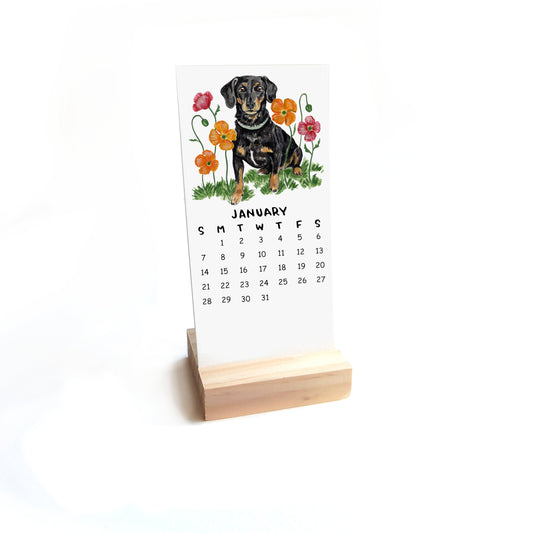 2024 Dogs + Flowers Watercolor Desk Calendar