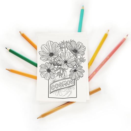 Flower Seed Packets Coloring Postcard Set