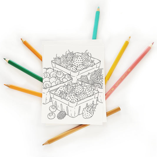 Farmer's Market Coloring Postcard Set