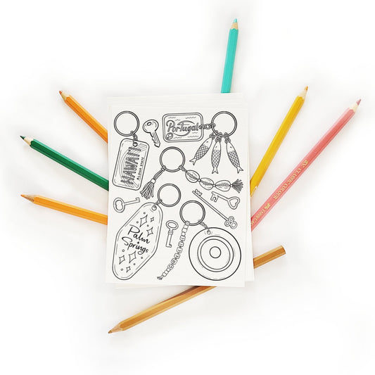 Travel Souvenirs Coloring Postcard Set