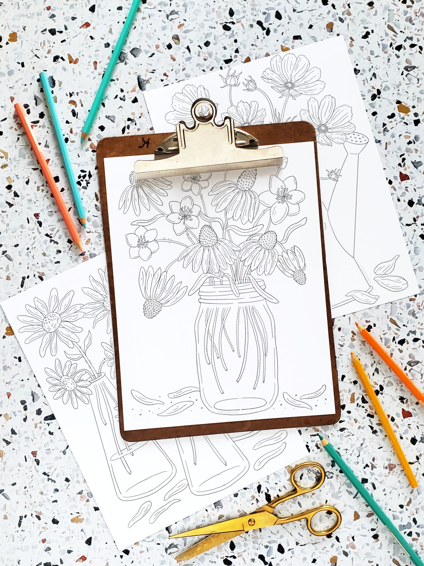 Summer Wildflower Bouquet Coloring Pages