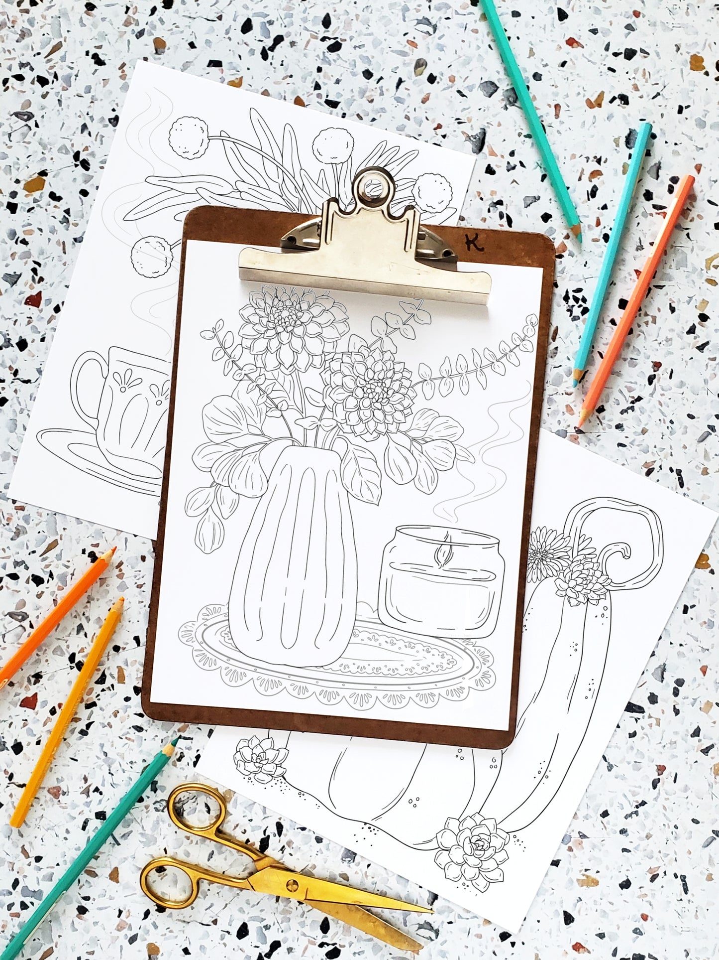 Cozy Fall Florals Coloring Pages