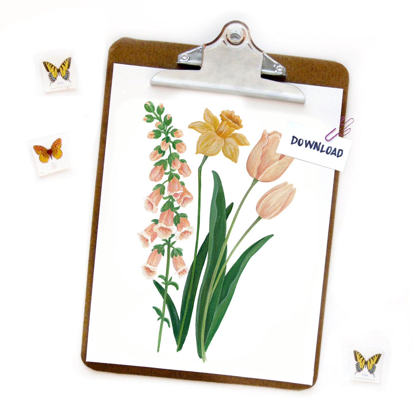 Foxglove, Daffodil, Tulip Print Download - Fundraiser for Oath
