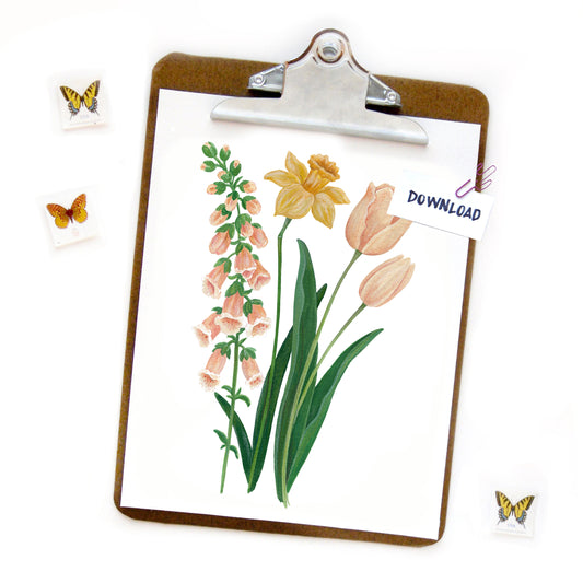 Foxglove, Daffodil, Tulip Print Download - Fundraiser for Oath