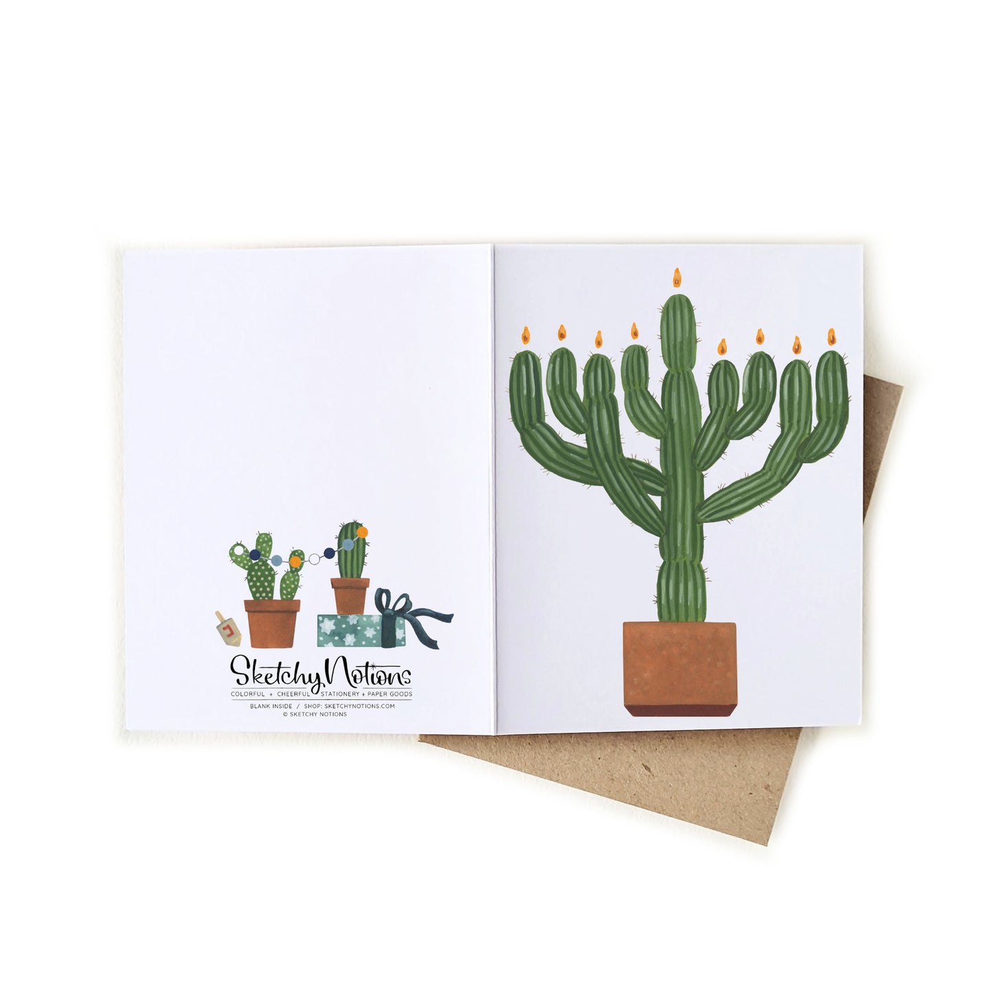 Hanukkah Cactus Menorah Card