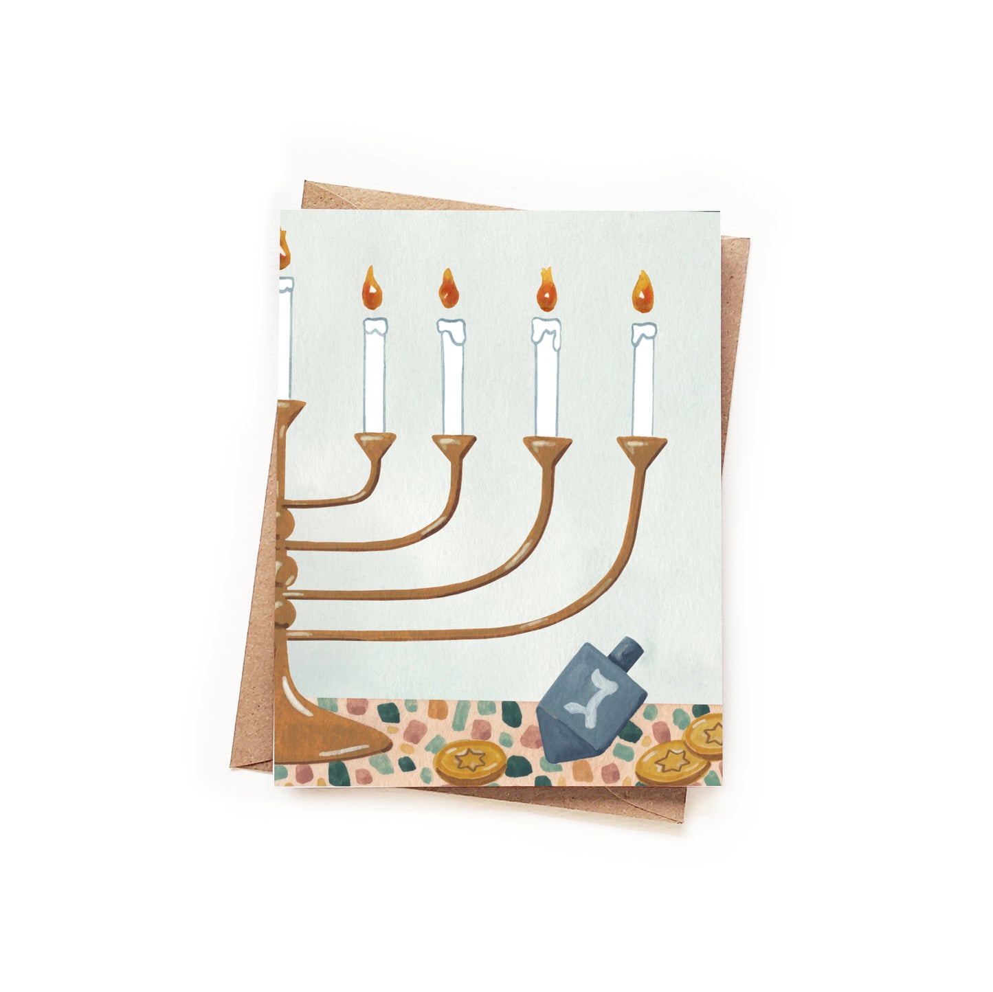 Hanukkah Menorah Wrap Watercolor Card