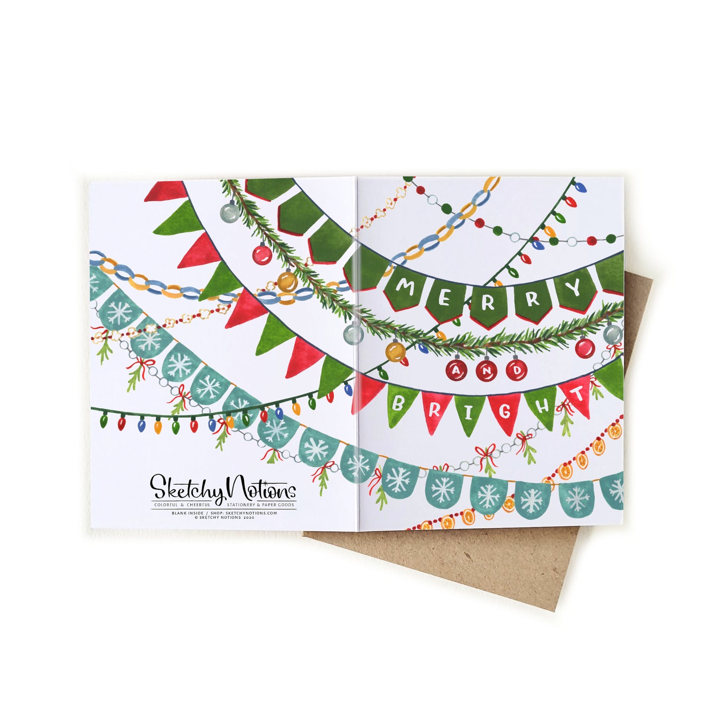 Merry and Bright Christmas Decorations Card