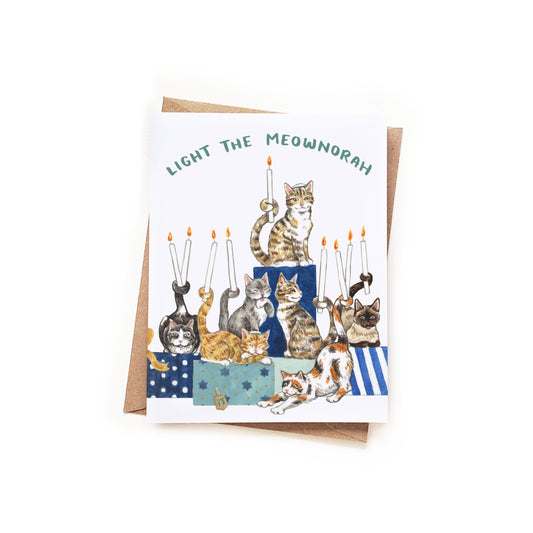 Light the Meownorah Cat Hanukkah Card