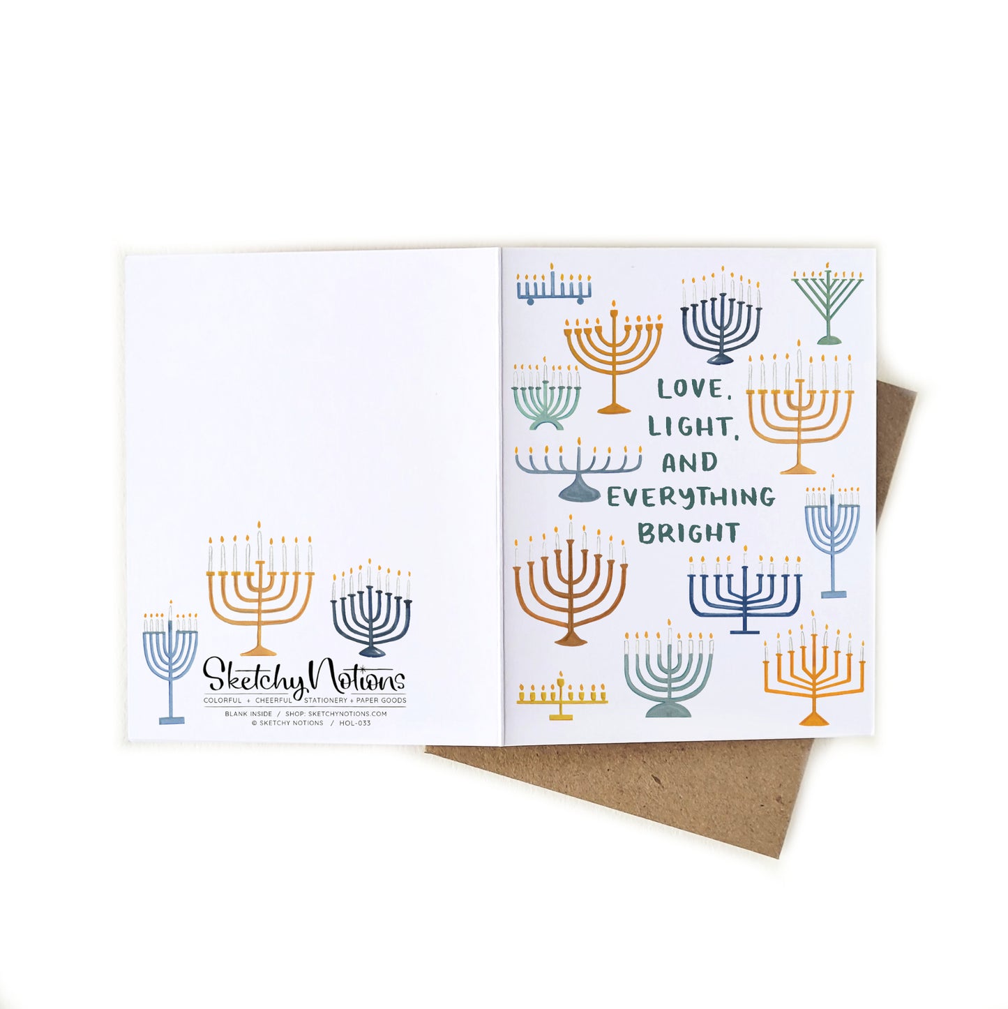 Love, Light and Everything Bright Hanukkah Card