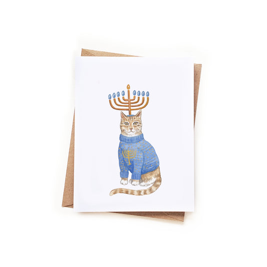 Ugly Hanukkah Sweater Cat Card