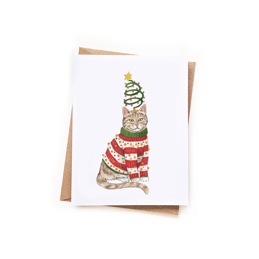 Ugly Christmas Sweater Cat Card