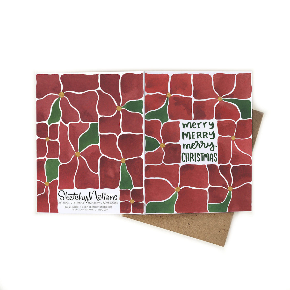 Merry Merry Christmas Poinsettia Card