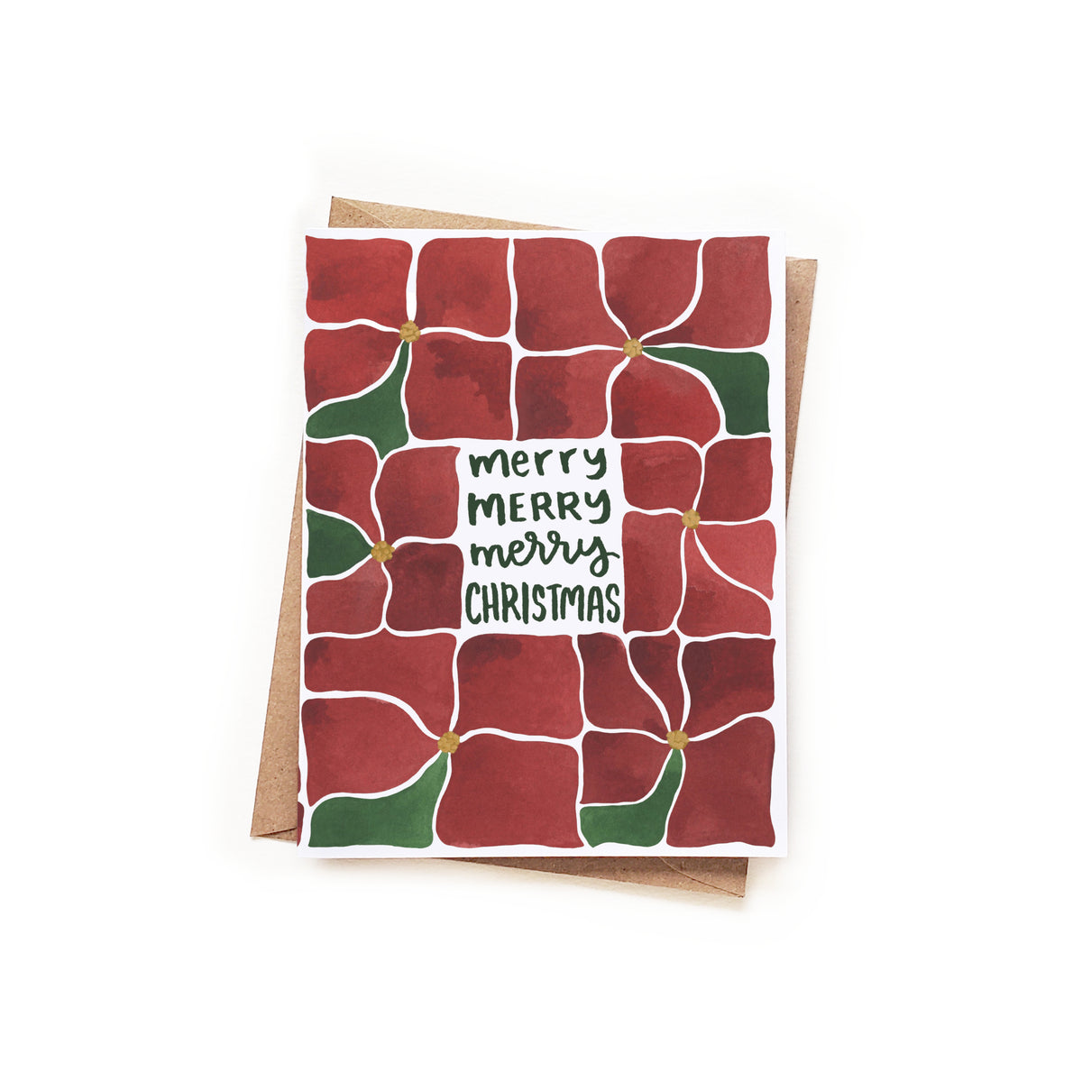 Merry Merry Christmas Poinsettia Card