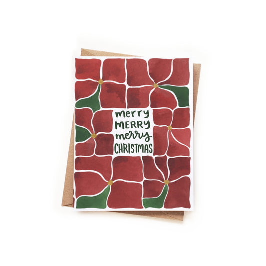 Merry Merry Christmas Poinsettia Card