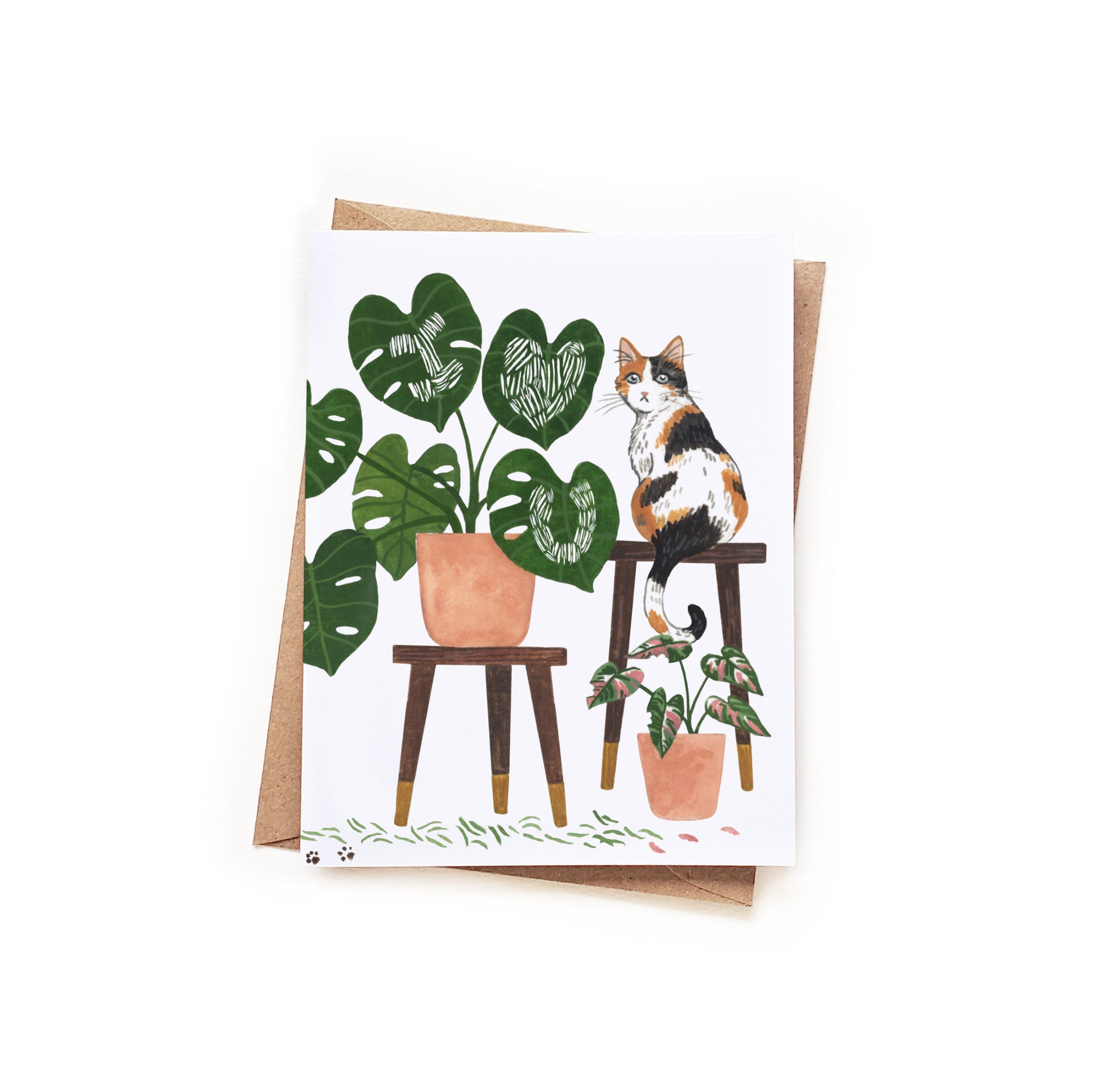 monstera and cats I Heart You Monstera + Cat Card