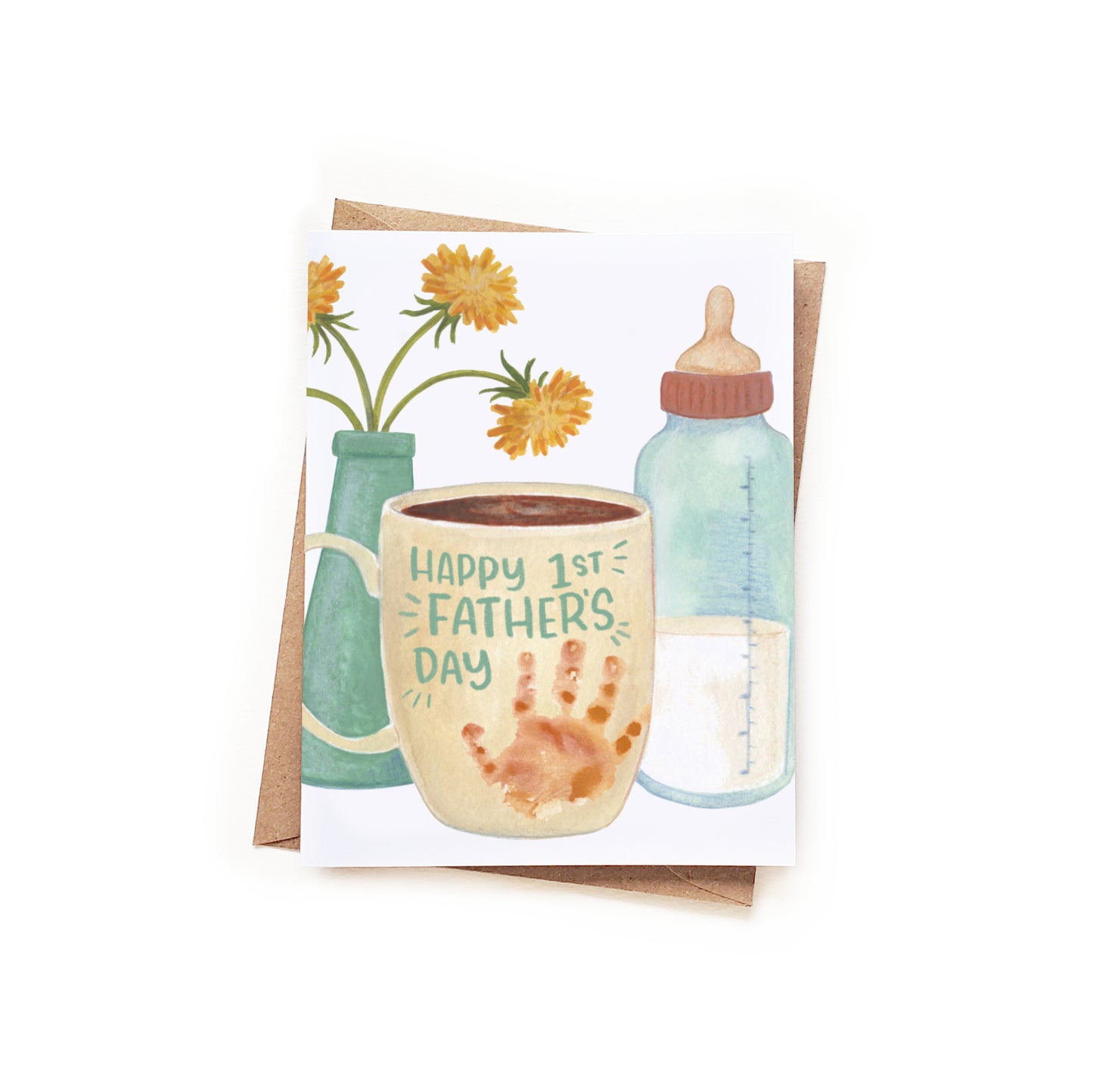 1st Father's Day Handprint Mug Card